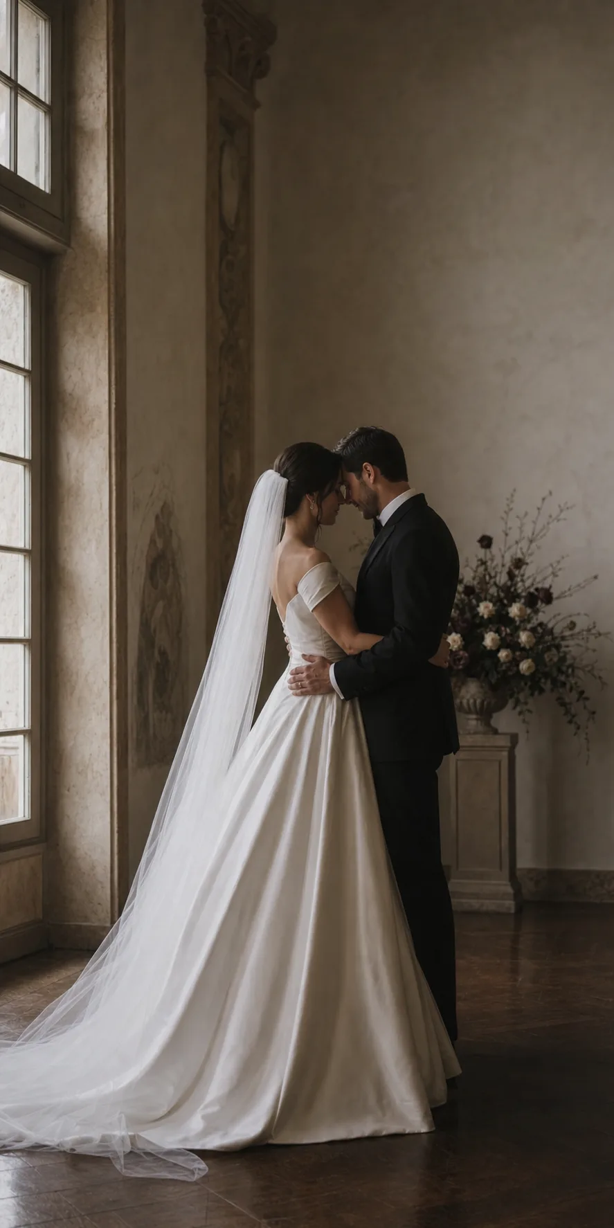 Clara y Mateo comparten un momento íntimo junto a una ventana